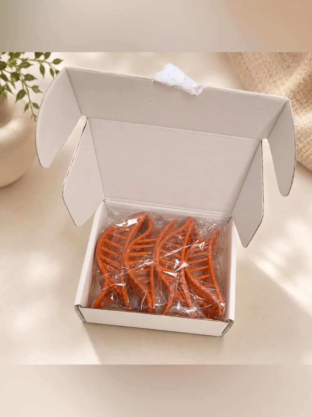 Amlaidu 4 Pack Orange Flat Hair Claw Clips Strong Hold Barrettes New